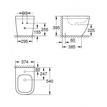 Биде напольное GROHE 39340000 Euro Ceramic (Германия)