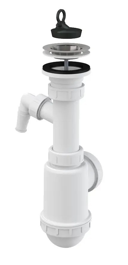Сифон для раковины с нержавеющей решеткой d70 и подводкой Alcaplast A441P-DN50/40