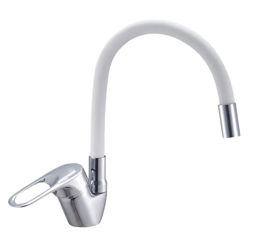 Смеситель для кухни, хром-белый VODA Elastic EH519white