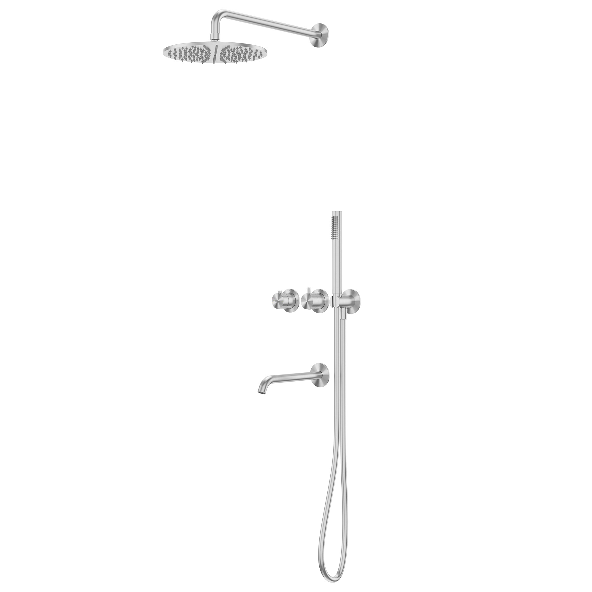 Душевая система ABBER Wasser Kreis 316 AF8150BST скрытого монтажа с изливом, термостат, брашированная сталь