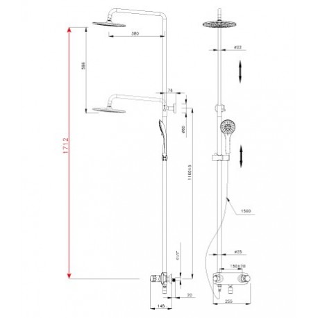 Душевая система для ванны и душа со смесителем LEMARK LM 5362 C WING (Чехия)