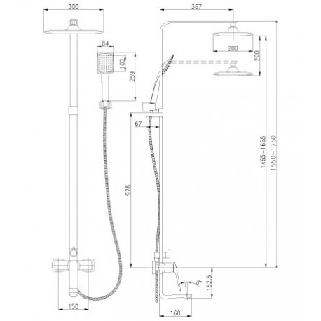 Душевая система для ванны и душа со смесителем LEMARK LM 5962 CW ALLEGRO