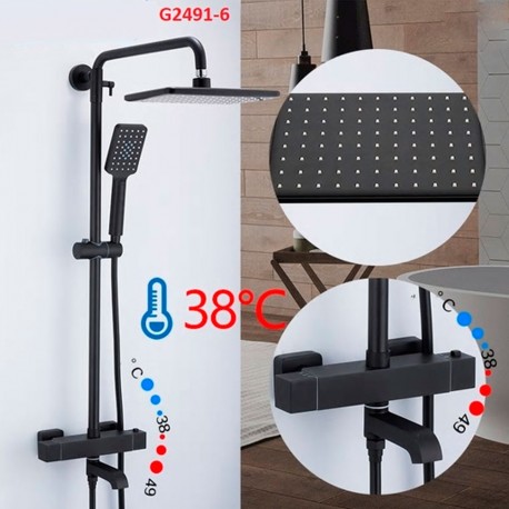 Душевая система Gappo G 2491-6 с термостатом черная