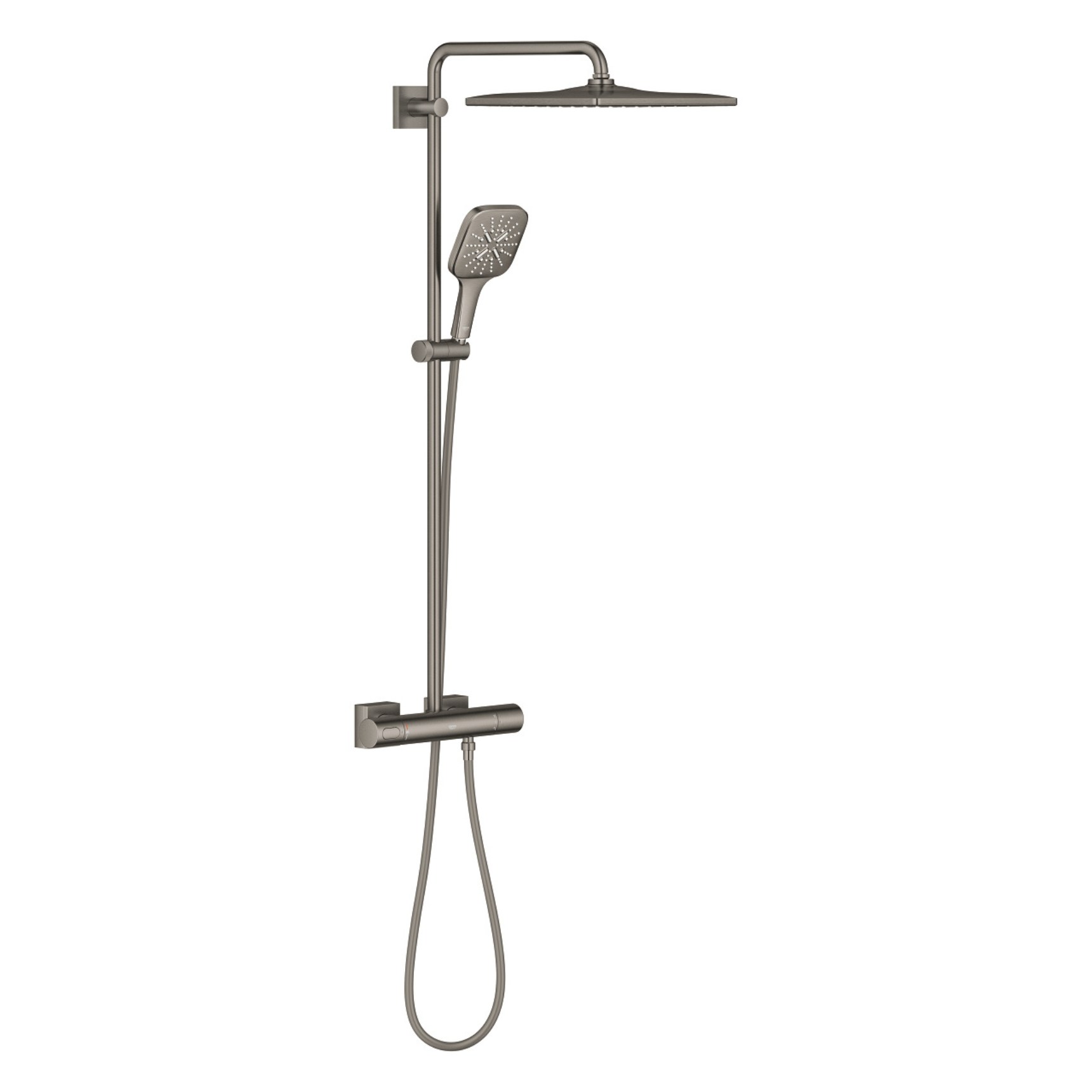 Душевая система с термостатом GROHE Rainshower SmartActive 310 Cube, темный графит мат 26837AL0