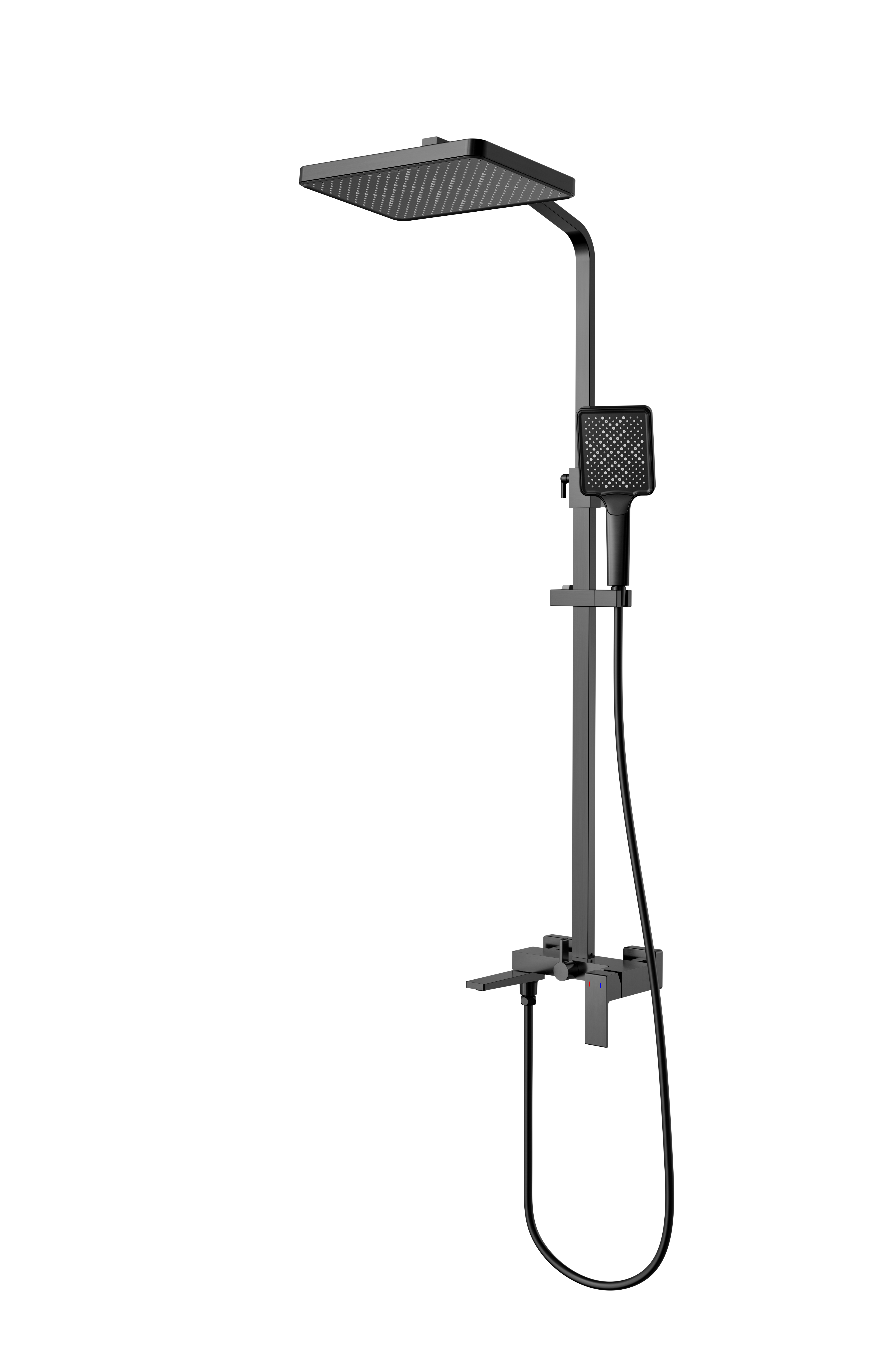 Душевая стойка с изливом и ручной лейкой TAP T-3002-93 Оружейная сталь