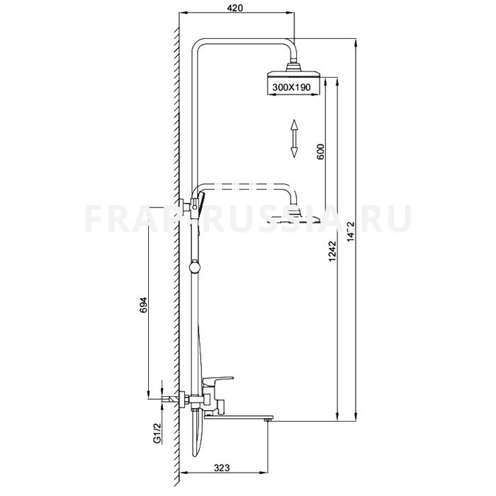 ДУШЕВАЯ СТОЙКА СО СМЕСИТЕЛЕМ FRAP H71-6 F2471-6