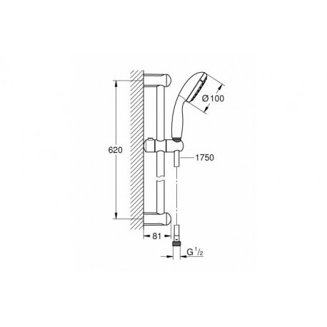 Душевой гарнитур GROHE Tempesta New, 600 м,9,5л/мин, хром 27924001