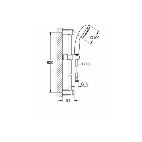Душевой гарнитур GROHE Tempesta New, 600мм, хром 27598001