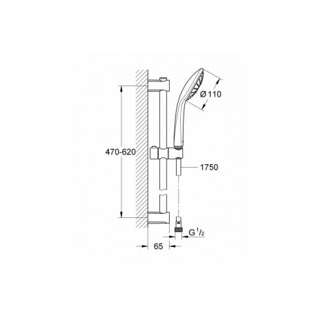 Душевой гарнитур GROHE Vitalio Joy Mono 600 мм 27322000