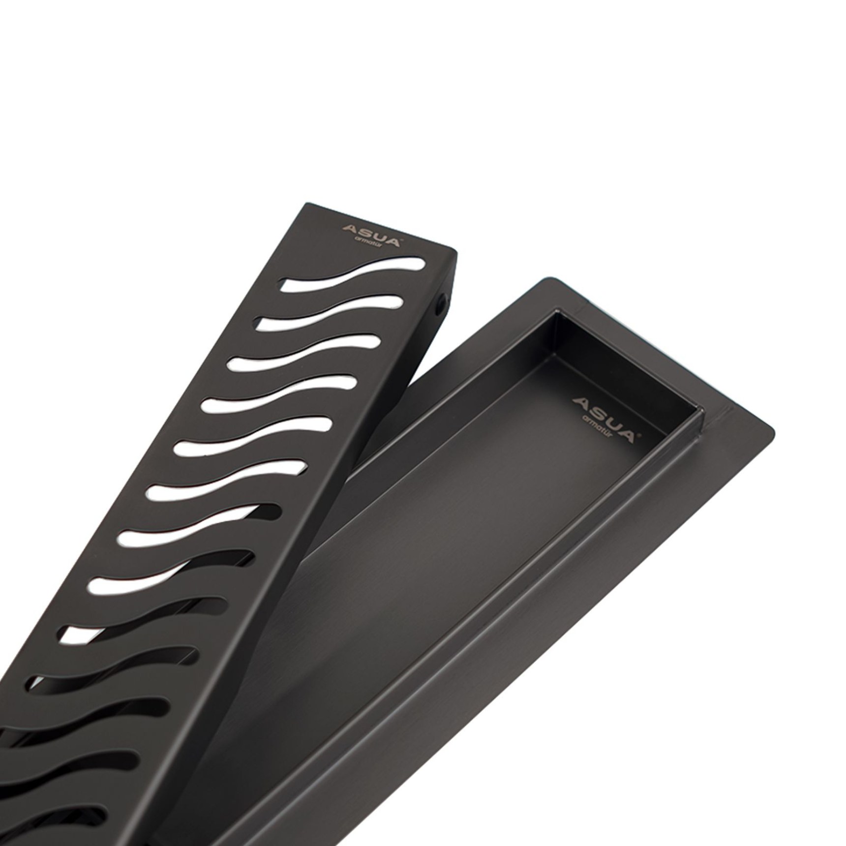 Душевой трап из нержавеющей стали SS304 боковой Asua armatur GRIT 600 70 67mm графит 67102960