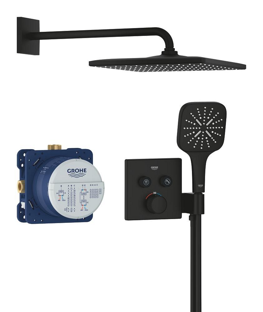 Душевая система встраиваемая, черный Grohe Grohtherm SmartControl CUBE 310 34865KF0