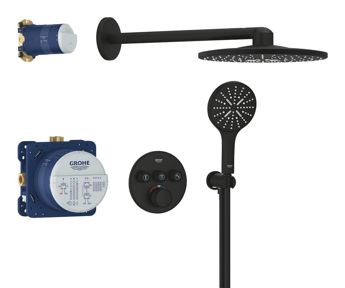 Душевая система встраиваемая, черный Grohe Rainshower SmartActive310 Grohtherm SmartControl 34863KF0