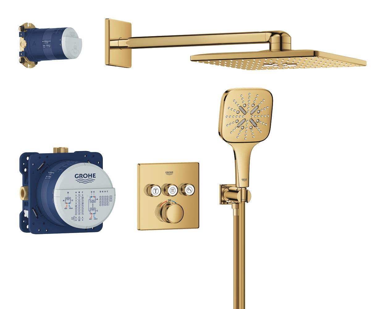 Душевая система встраиваемая, холодный рассвет глянцевый Grohe Rainshower 310 Cube 34864GL0