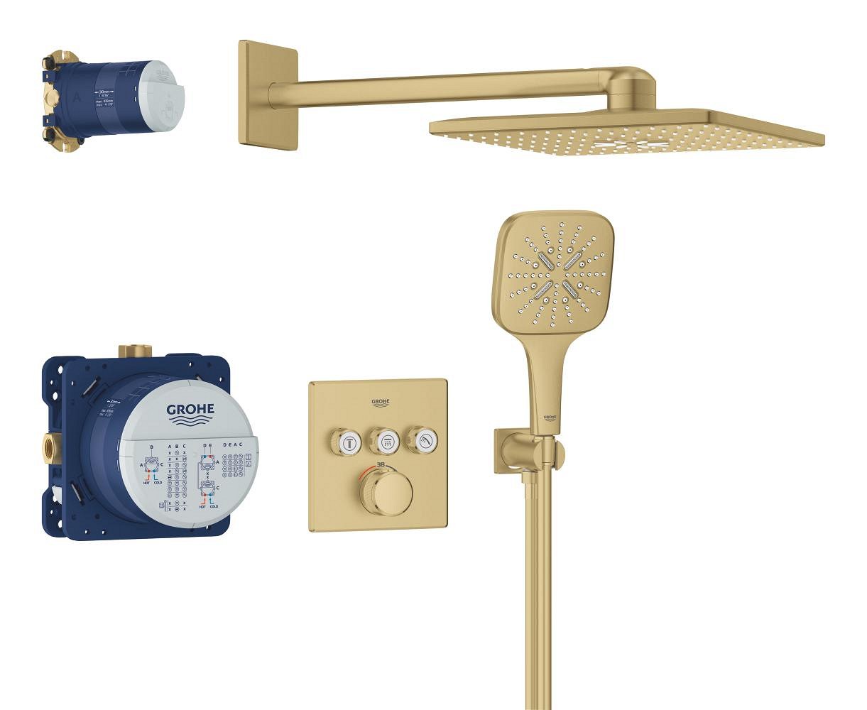 Душевая система встраиваемая, холодный рассвет матовый Grohe Rainshower 310 Cube 34864GN0