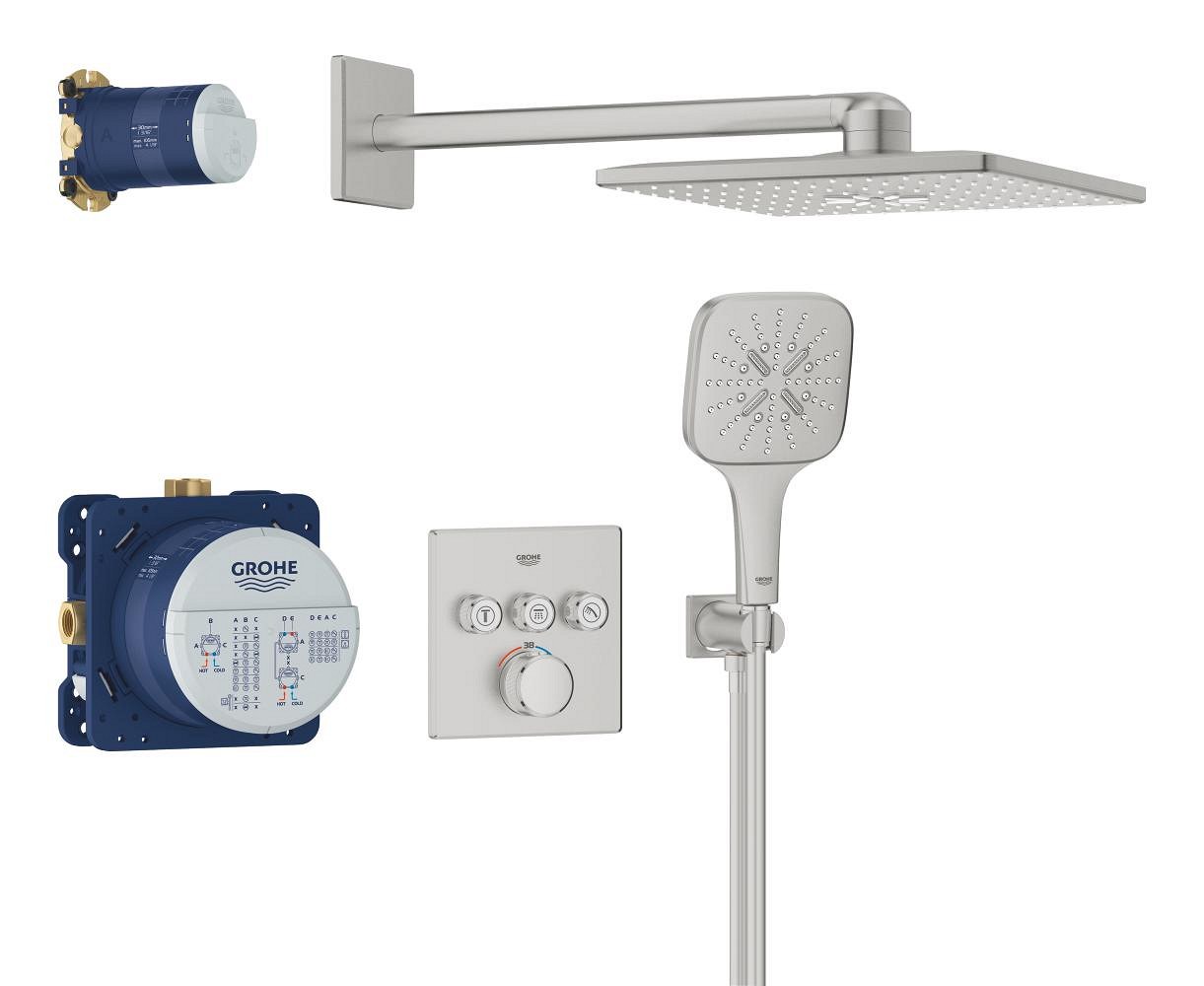 Душевая система встраиваемая, суперсталь Grohe Rainshower 310 Cube SmartControl 34864DC0