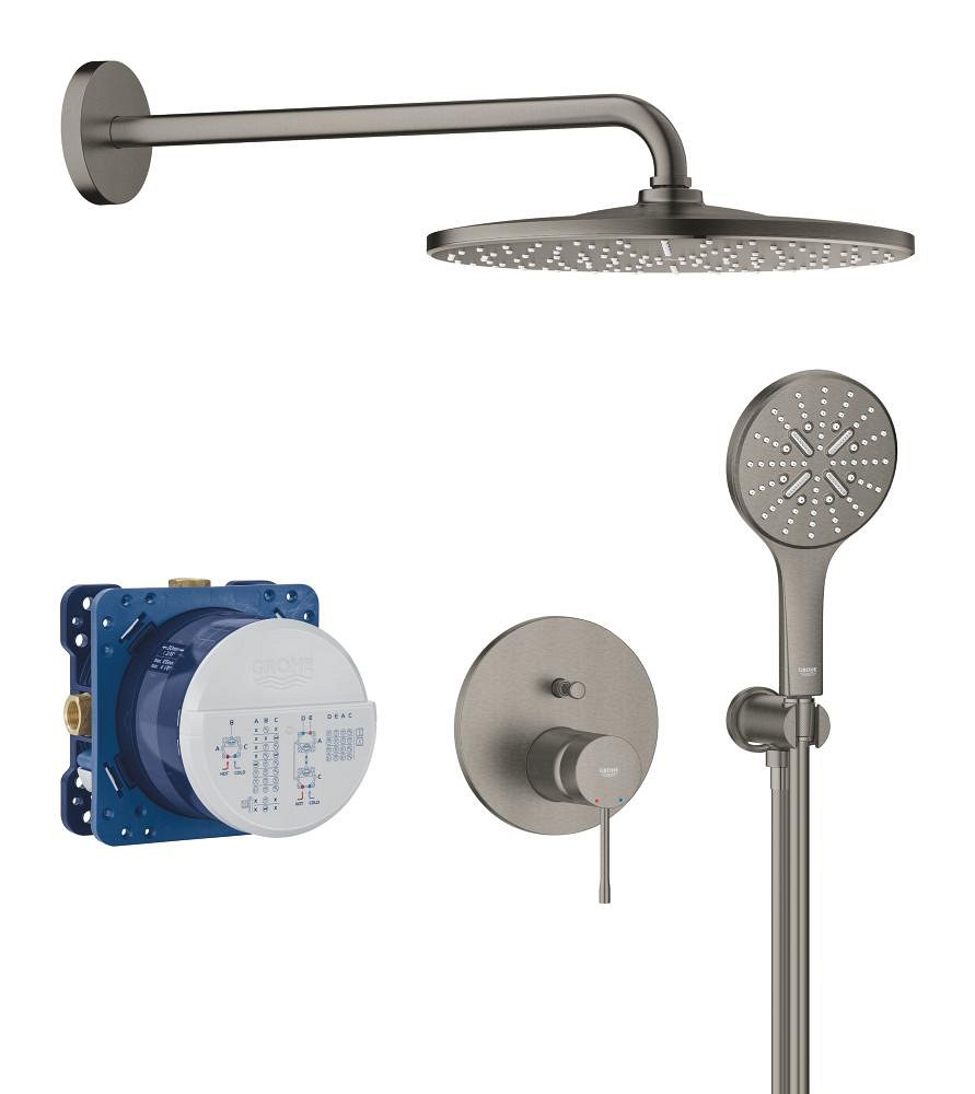 Душевая система встраиваемая, темный графит матовый Grohe Essence 25287AL0