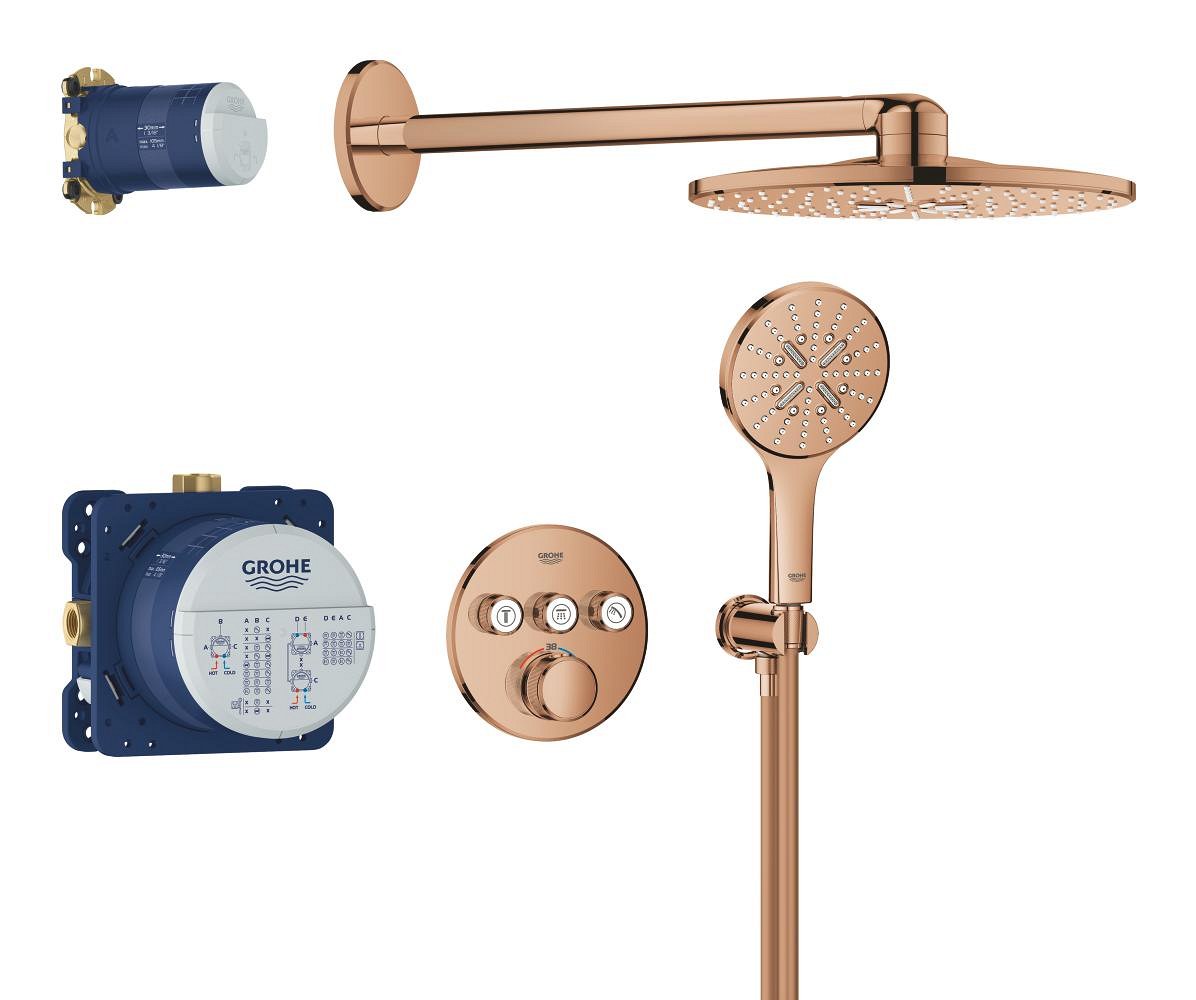 Душевая система встраиваемая, теплый закат глянцевый Grohe Grohtherm SmartControl 310 34863DA0