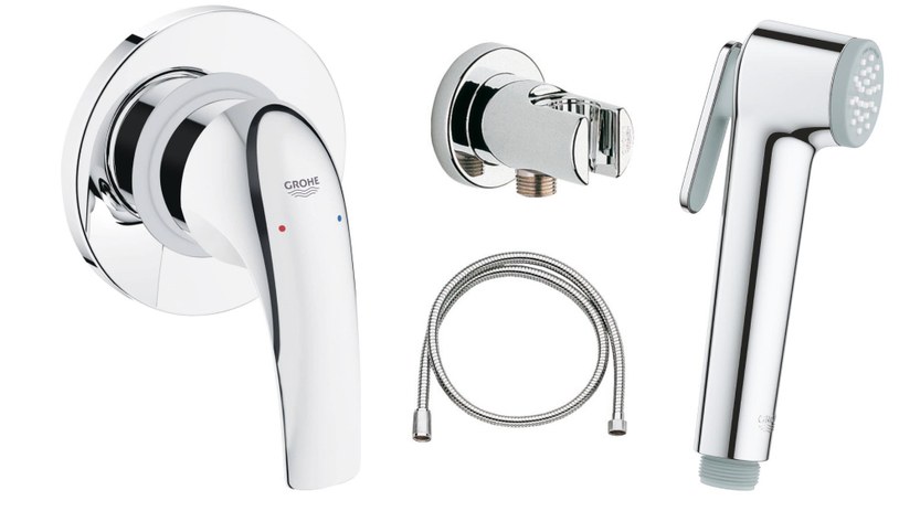 Гигиенический душ со встраиваемым смесителем, хром Grohe BauCurve 129185