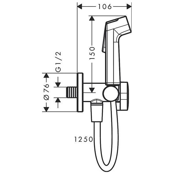 Гигиенический душ с держателем и шлангом 1250, хром Hansgrohe 29230000