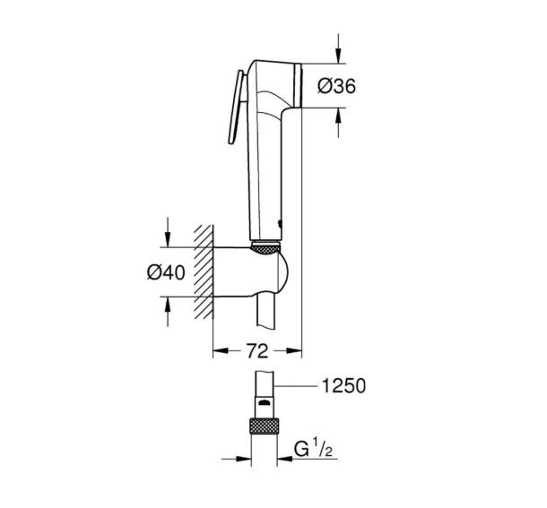 Гигиенический душ, темный графит матовый Grohe Tempesta-F Trigger 30 27513AL1