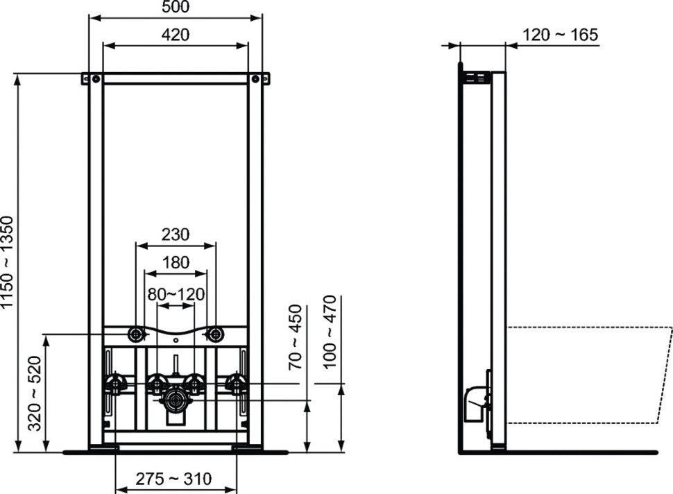 Инсталляция для биде Ideal Standard Prosys R 016267