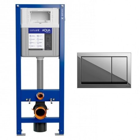 Инсталляция для подвесного унитаза AQUA SMART M 40 + кнопка ENTER хром CERSANIT 63475/P-BU-ENT/Cg