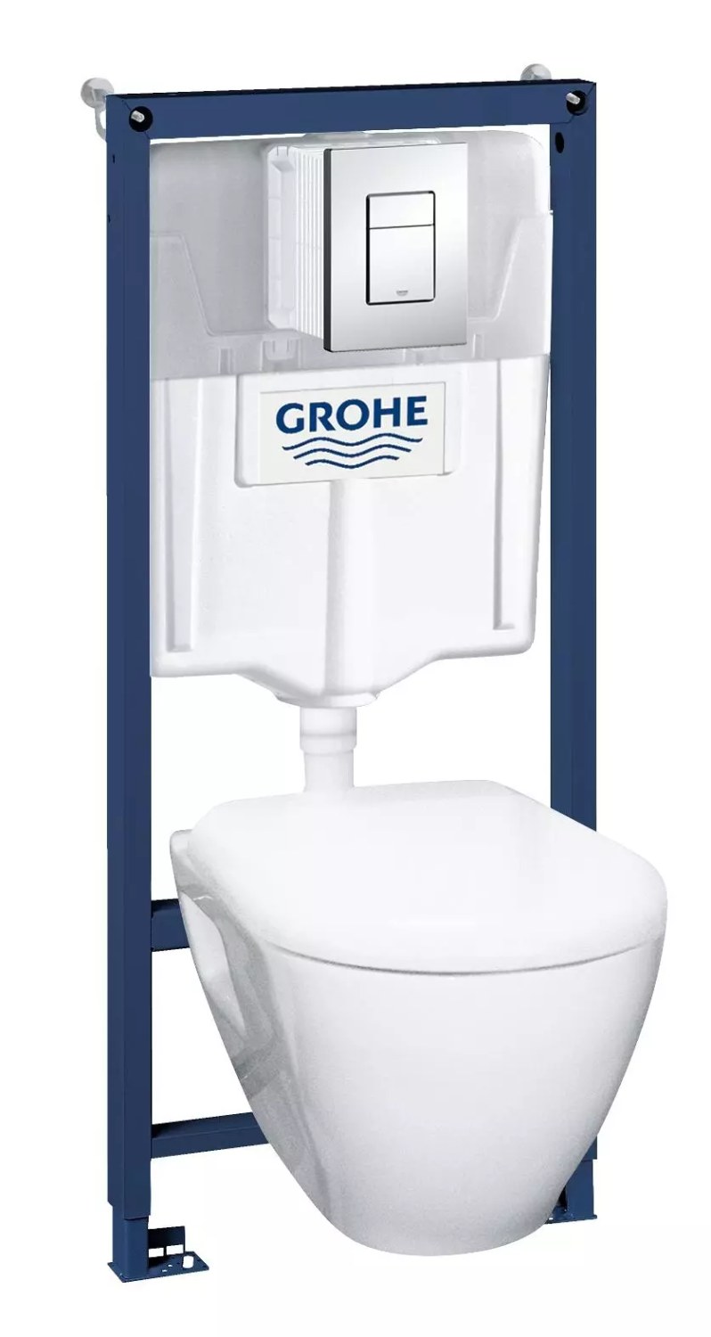 Комплект 4в1: Инсталляция с панелью смыва, унитаз с сиденьем Grohe Solido Perfect (81-19) 39186000