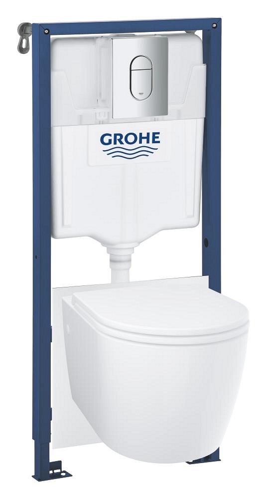 Комплект 5в1: Инсталляция с панелью смыва, унитаз с сиденьем Grohe Bau Ceramic Slim 103849SH00