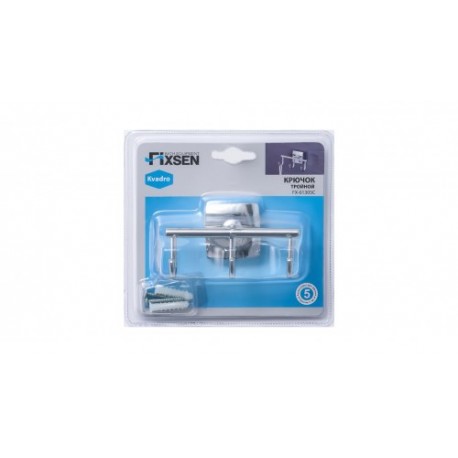 Крючок тройной для ванной комнаты FIXSEN KVADRO FX-61305С (ЧЕХИЯ)