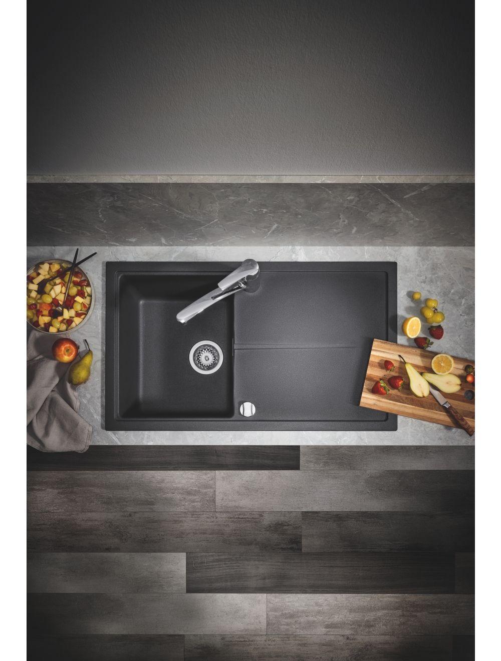Мойка GROHE 860 x 500 мм, черный гранит GROHE 31640AP0 K400 50-C 86/50 1.0 оборачиваемая