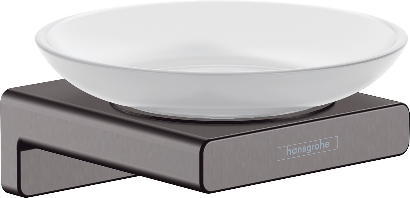 Мыльница с держателем, шлифованный черный хром Hansgrohe AddStoris 41746340
