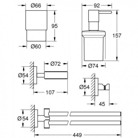 Набор аксессуаров 4 в 1 GROHE 40846001 Essentials