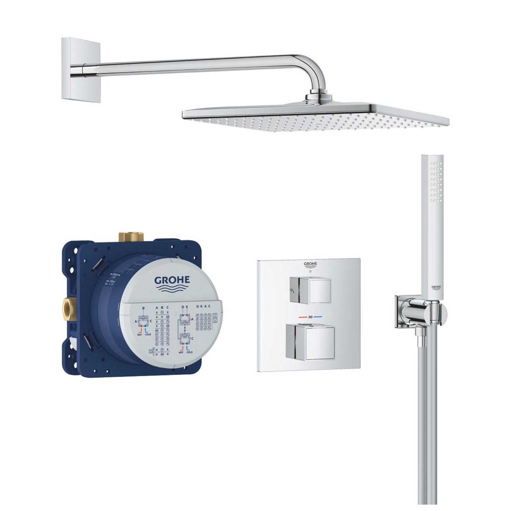 Набор для комплектации душа GROHE Grontherm Cube 310, хром 34868000
