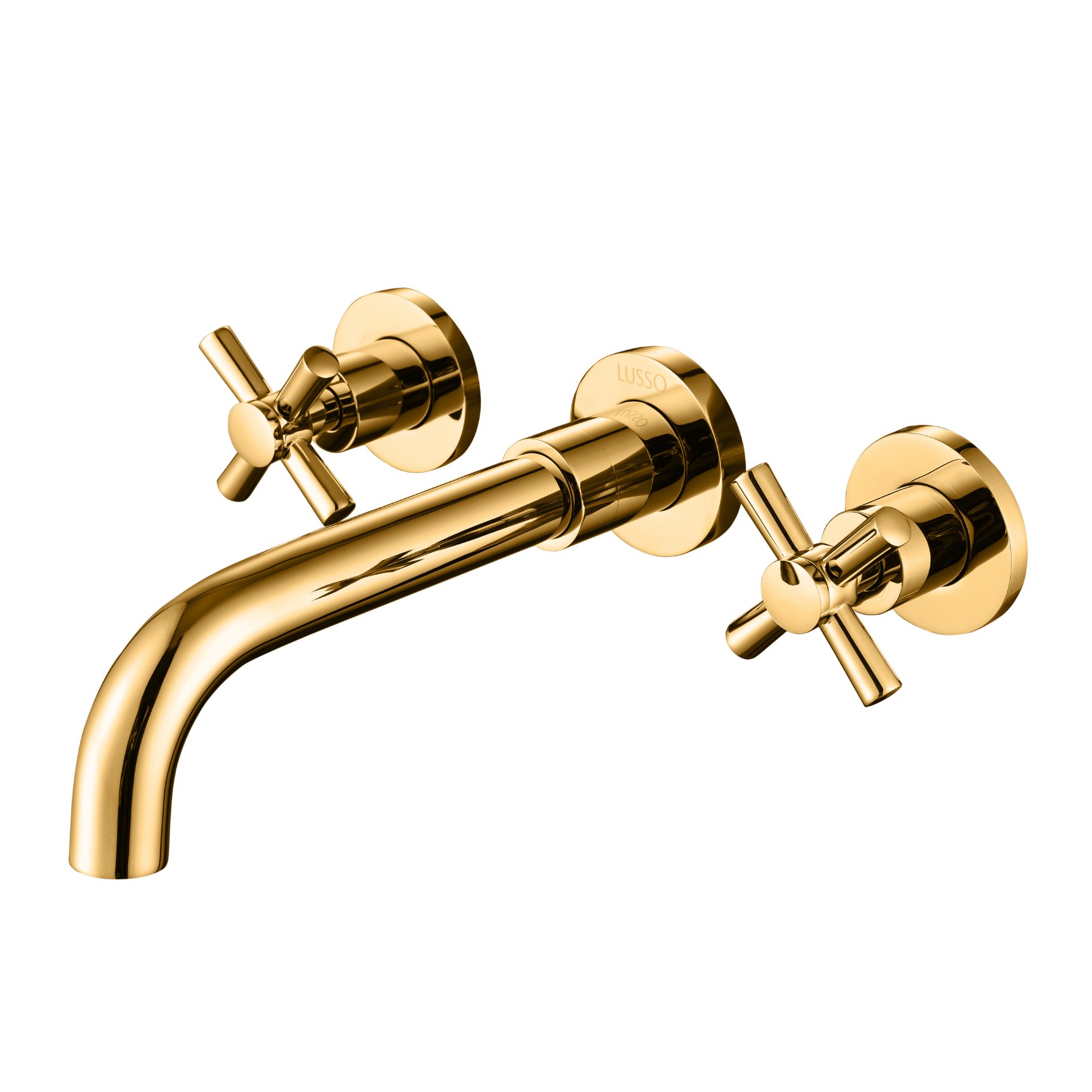 Настенный смеситель для раковины на три отверстия LUSSO Classic Gold