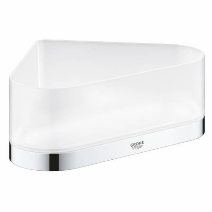 Полочка для душа GROHE Selection, угловая, с держателем, хром/прозрачный белый 41038000