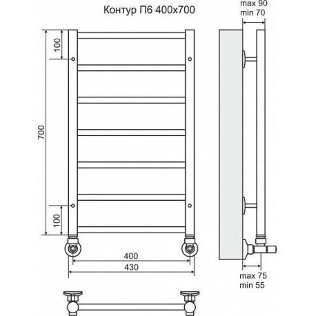 Полотенцесушитель Контур П6 400х700 Терминус""