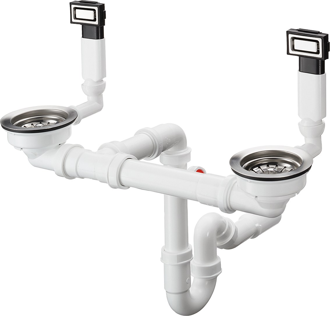 Сифон для кухонной мойки, двойной, слив-перелив, хром Hansgrohe 43922800
