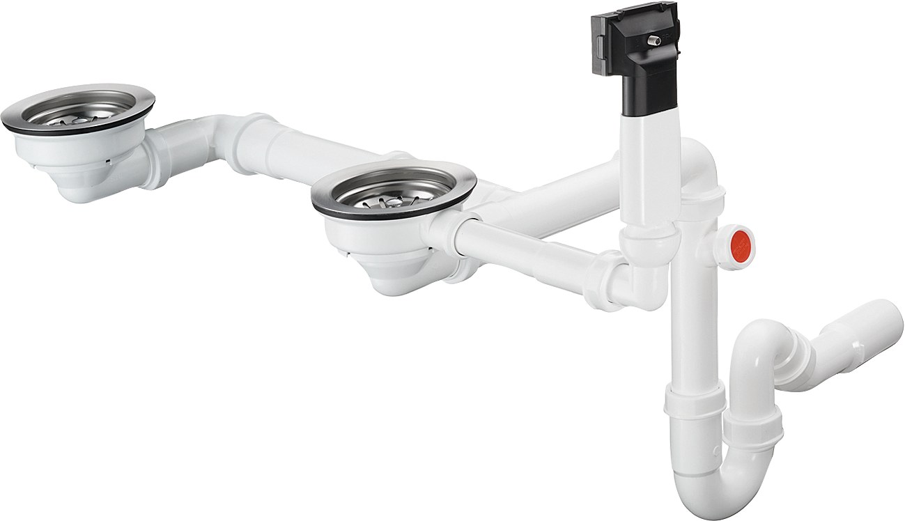 Сифон для кухонной мойки, двойной, слив-перелив, хром Hansgrohe 43928000