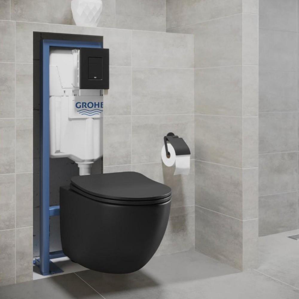 Система инсталляции для унитаза Grohe Solido 3 в 1 с панелью смыва черный матовый и крепеж (38811KF0)