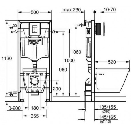 Система инсталляции Grohe Solido 5 in1 with ceramic WC 3-6l 1,13m 39468000