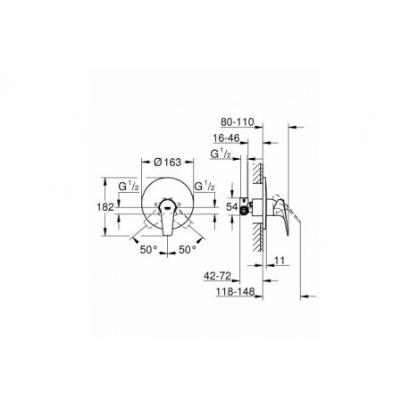 Смеситель для душа GROHE Start Flow, встраиваемый, со встроенным механизмом 29116000