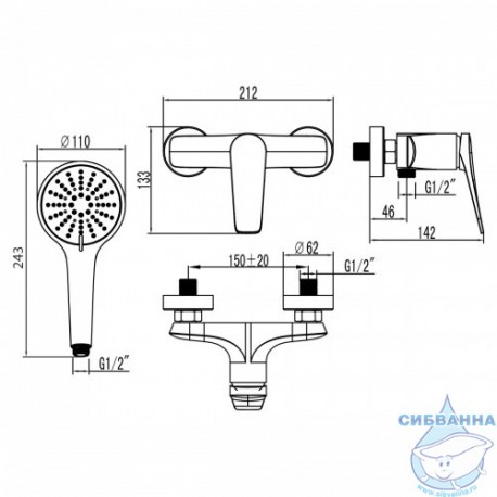 Смеситель для душа Lemark Bronx LM 3703 BL, черный