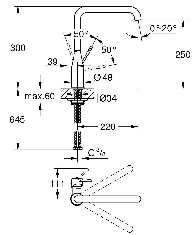 Смеситель для кухни Grohe Essence чёрный матовый (30505KF0)