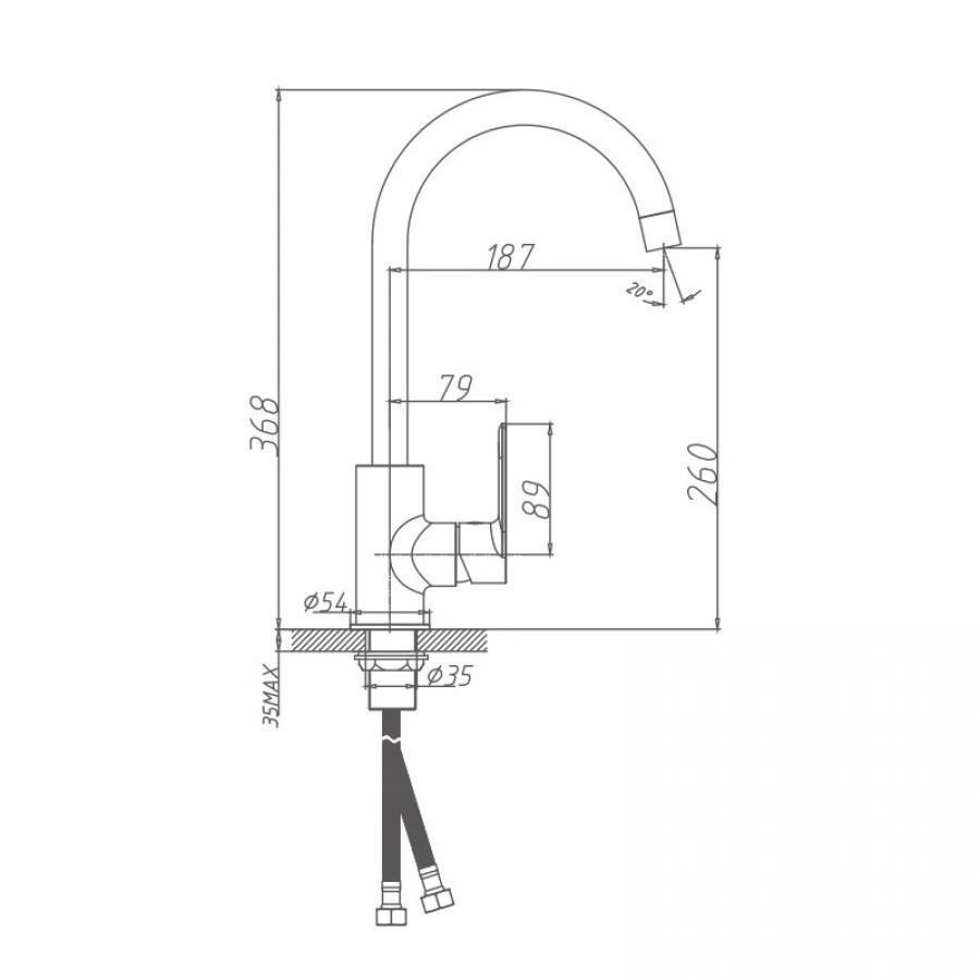 Смеситель для кухни Haiba HB 70505-3, пепельный