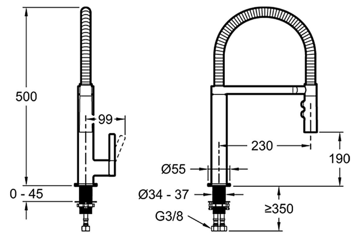 Смеситель для кухни с гибким изливом Spirale JACOB DELAFON E23310-CP