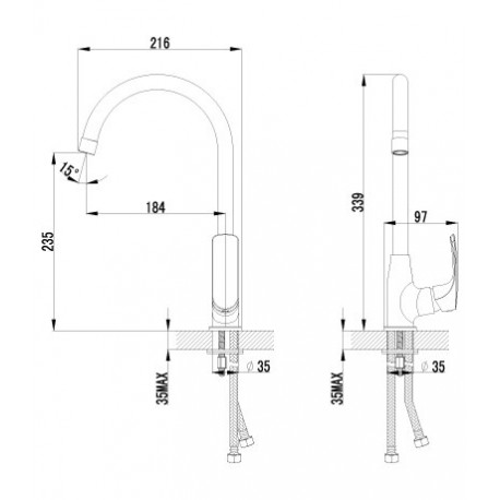 Смеситель для кухни с поворотным изливом LEMARK LM 1705 C plus SHAPE (Чехия)