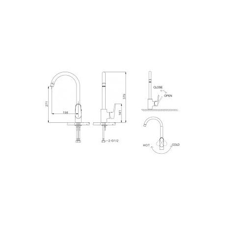 Смеситель для кухни с высоким поворотным изливом BRAVAT F 7105161 C PURE (BY DEITSCHE)