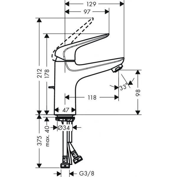 Смеситель для раковины 100, с донным клапаном, хром Hansgrohe Novus 71030000