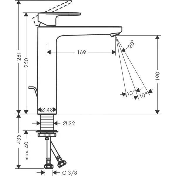 Смеситель для раковины 190, с донным клапаном, хром Hansgrohe Vernis Blend 71552000