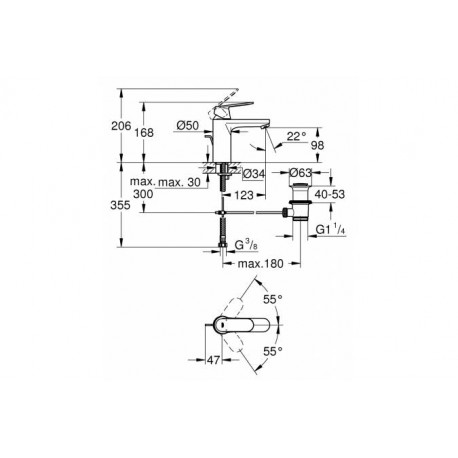 Смеситель для раковины GROHE Eurosmart Cosmopolitan с донным клапаном, средний излив, хром 23325000